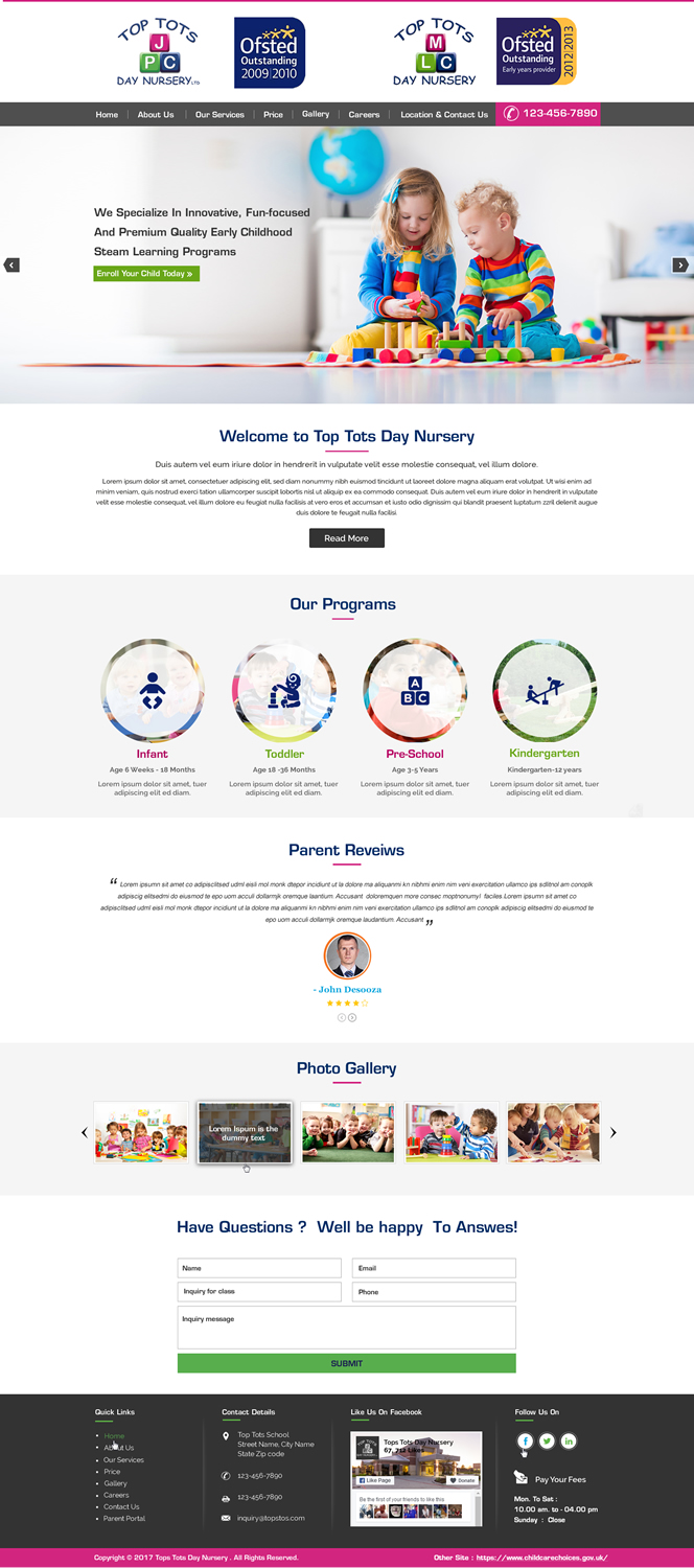 Diseño Web por harmi_199 para Top tots day nursery mlc limited | Diseño #15420311