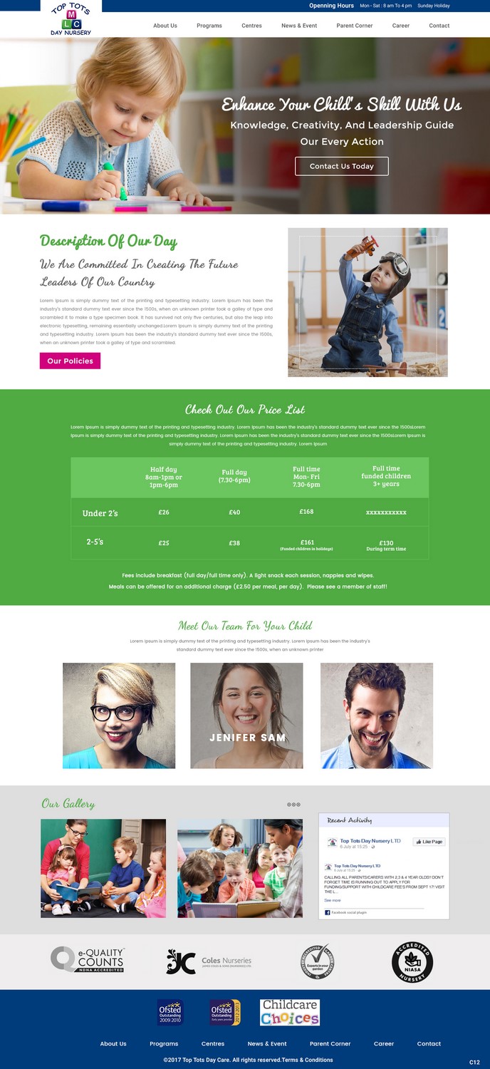 Web Design by pb for Top tots day nursery mlc limited | Design #15418770