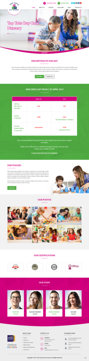 Web Design by pb for Top tots day nursery mlc limited | Design: #15418786