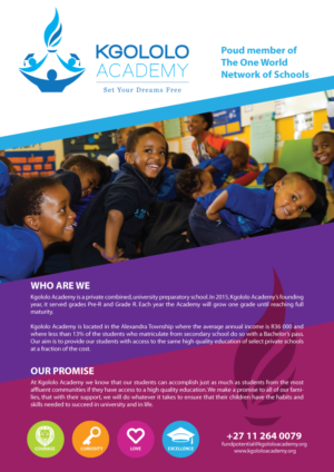 Flyer Design by Sergio Coelho for Kgololo Academy | Design: #15408703