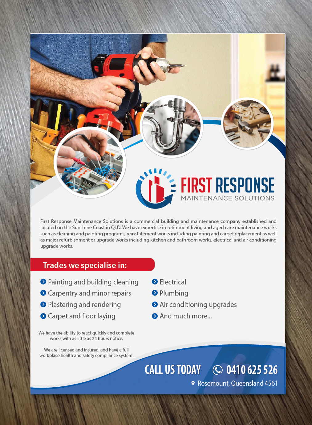 Broschüren-Design von alex989 für first response maintenance solutions | Design #15415096