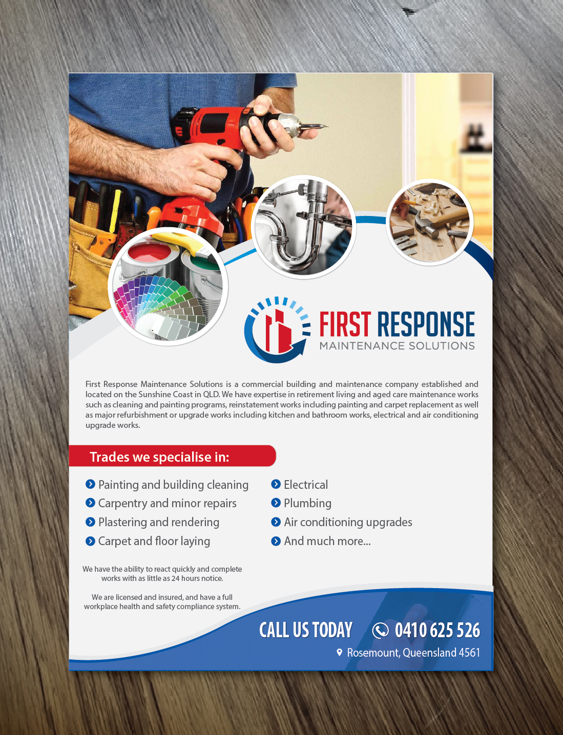 Design de Brochure par alex989 pour first response maintenance solutions | Design #15447968