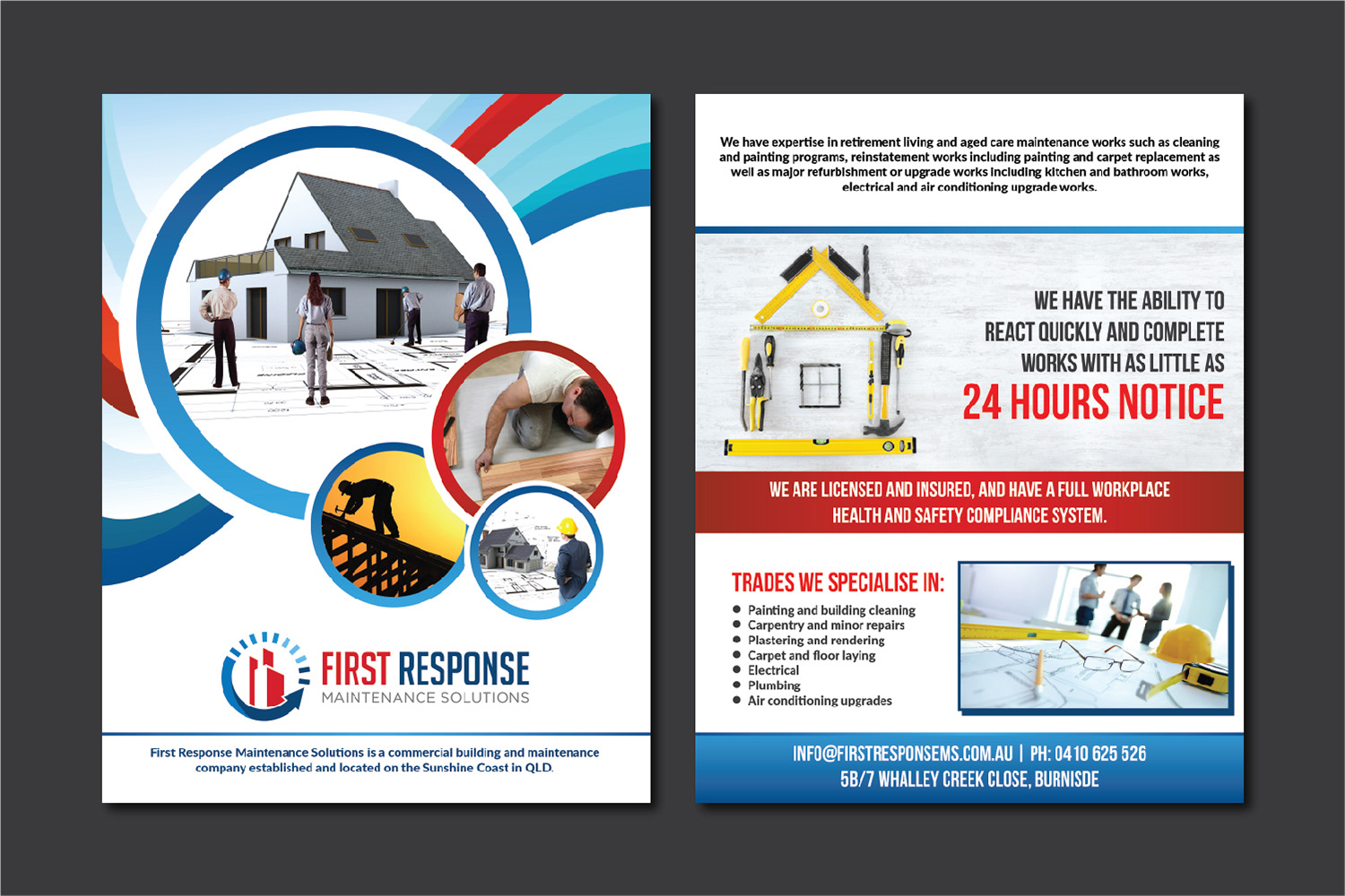 Brochure Design by Deziners Zone for first response maintenance solutions | Design #15452930