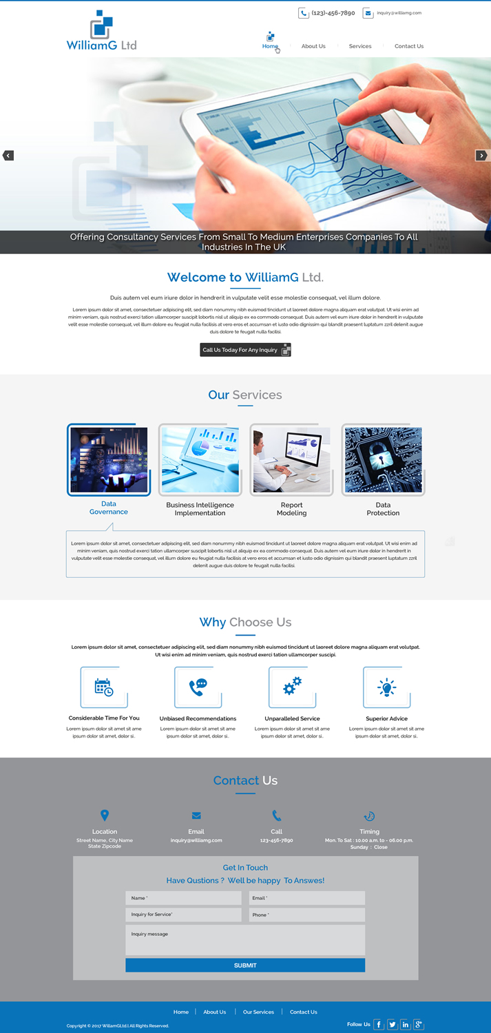 Web Design by HarmiDesigning for Williamg Ltd | Design #15579764