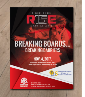 Tae Kwon Do school sponsoring a board breaking event in support of local Multiple Sclerosis Center | Diseño de Flyer por alex989