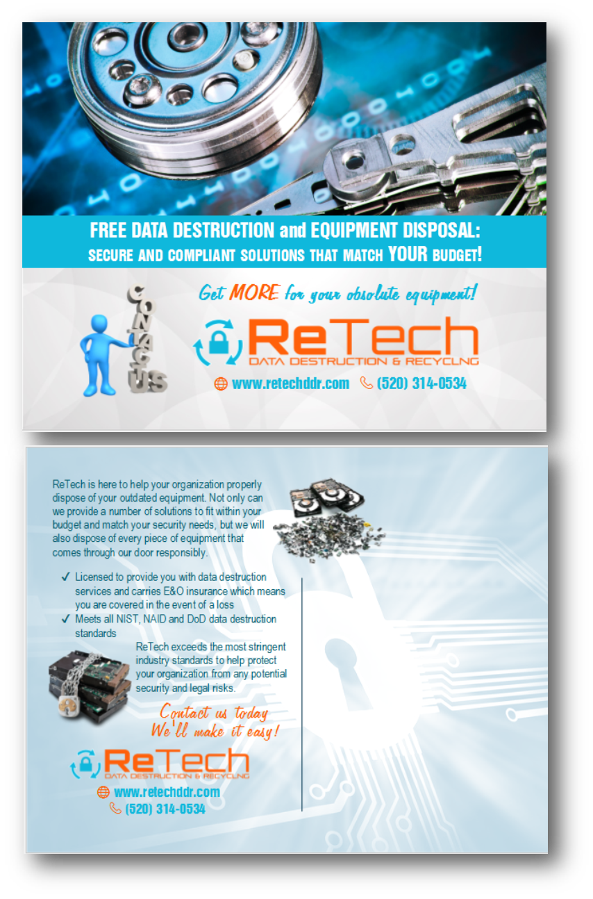 Diseño de Postal por citygirl17 para ReTech Data Destruction & Recycling | Diseño #15447480