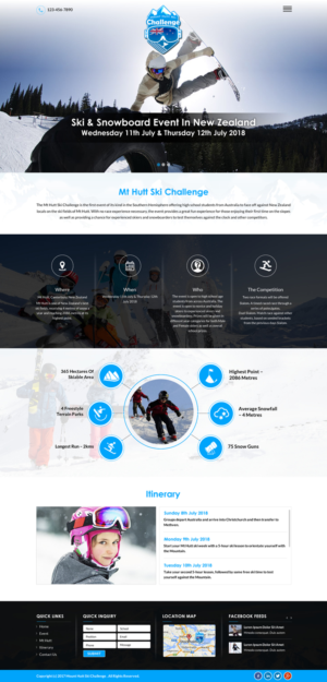 Wordpress coded website (5 page-home page, contact form & 3 common pages) for Skiing event | Web Design by Sbss