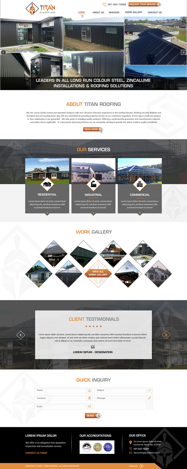 Web Design by harmi_199 for Titan Roofing | Design #15546040