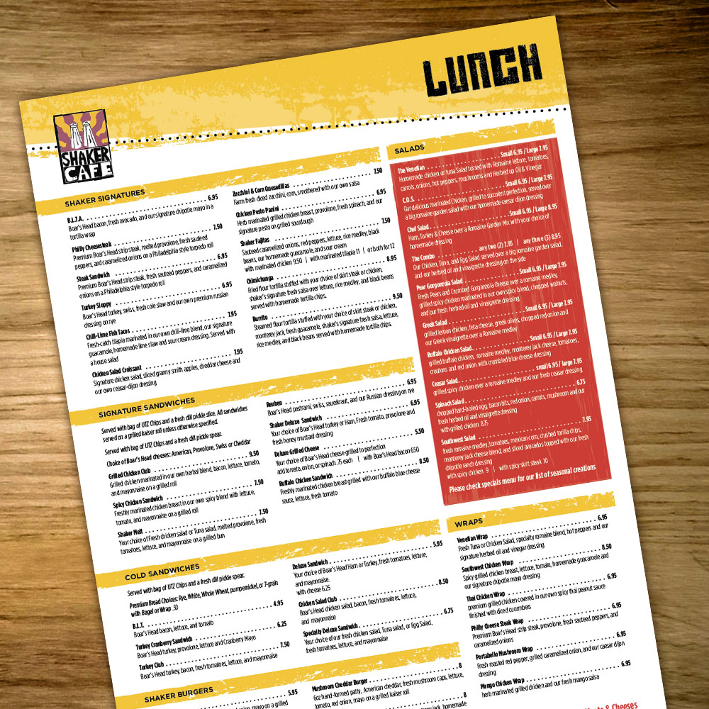 bold, personable menu design for dempsey enterprises, llc bold, personable menu design for dempsey enterprises, llc