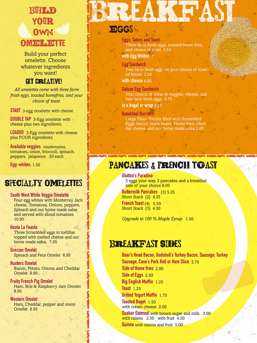 bold, personable menu design for dempsey enterprises, llc bold, personable menu design for dempsey enterprises, llc