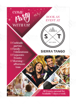 Book your next party or event with us | Grafik-Design von SofiaDesignStudio