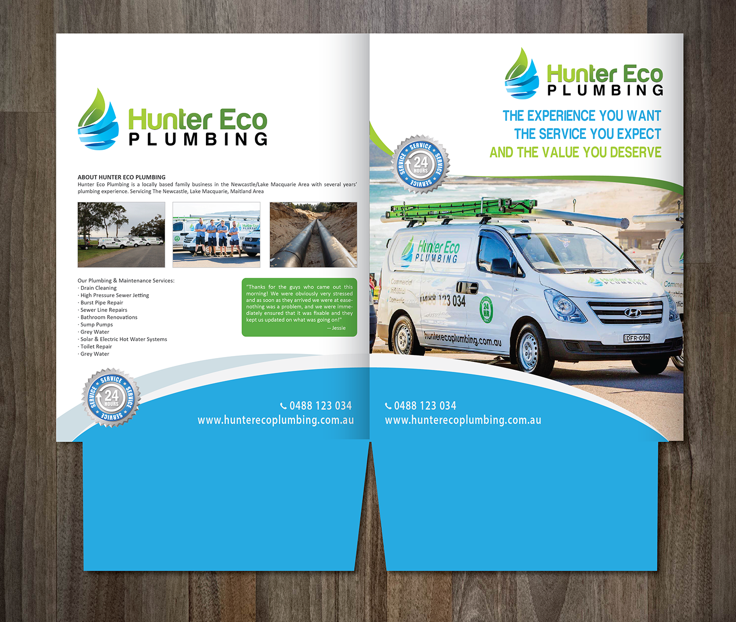 Diseño de Brochure por Alexandar para Hunter Eco Plumbing  | Diseño #15504481