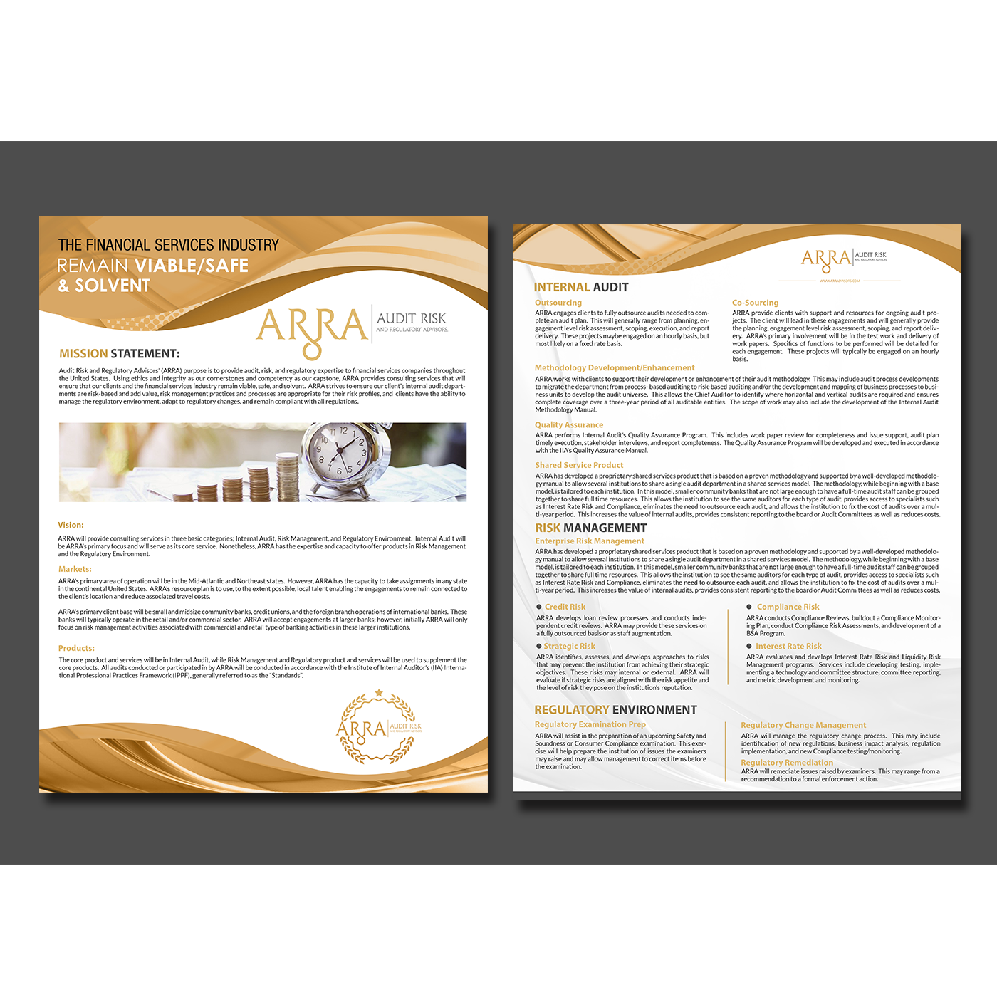 Design de Flyer par creative.bugs pour Audit Risk and Regulatory Advisors | Design #15551577