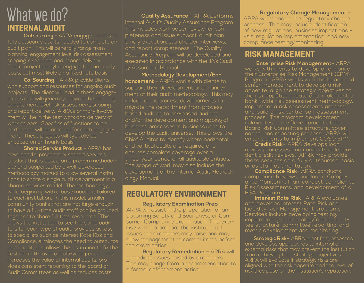 Design de Flyer par Ashlin_Babu pour Audit Risk and Regulatory Advisors | Design #15568414