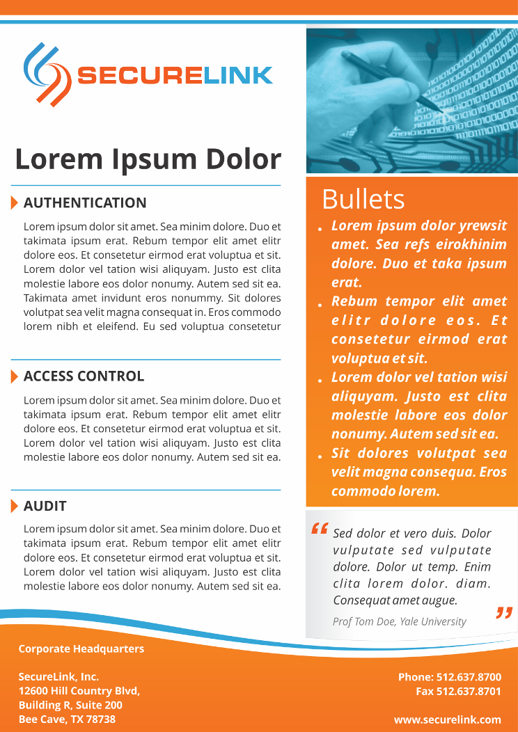 Broschüren-Design von  CryptGraphics für SecureLink, Inc. | Design #2626362