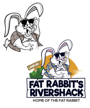 Fat Rabbit's Rivershack; Lake LBJ Rivershack, Rivershack- Home of the Fat Rabbit | Logo Design by StudioD™