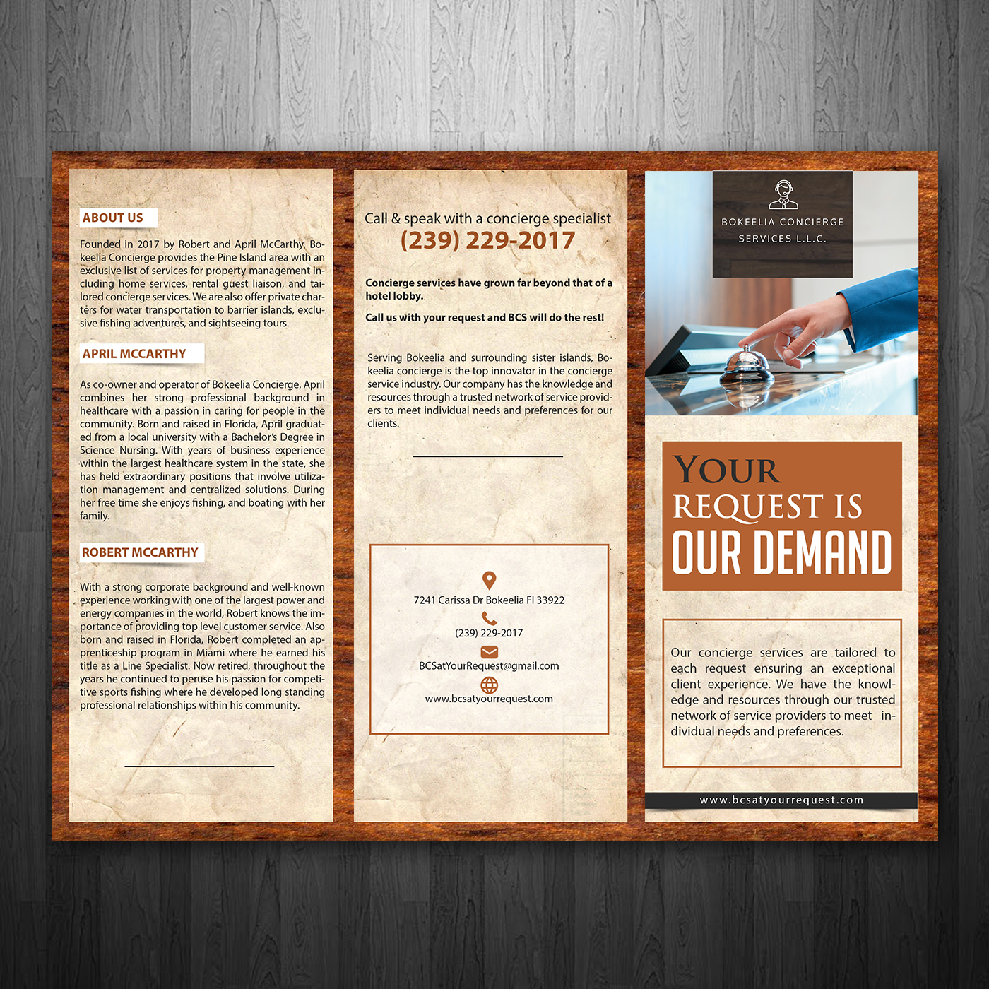 Brochure Design by creative.bugs for Bokeelia Concierge Services L.L.C | Design #15575242