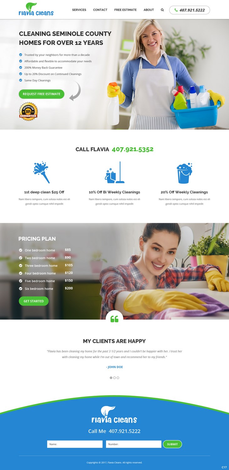 Web Design par pb pour Flavia Cleans | Design #15598655