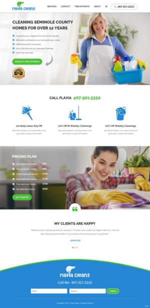 Web Design par pb pour Flavia Cleans | Design : #15598655