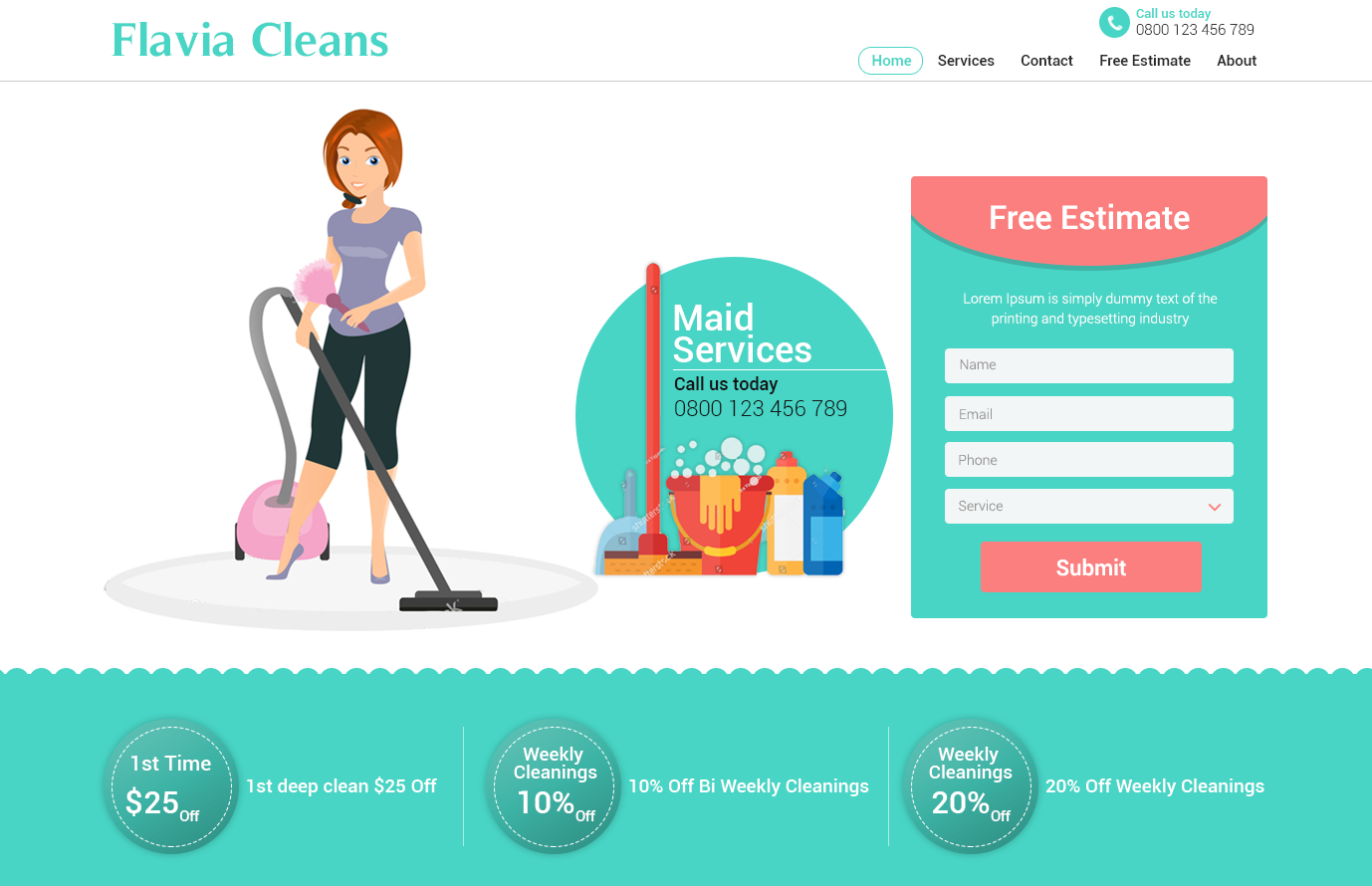 Web Design par Kingdom Vision pour Flavia Cleans | Design #15595566