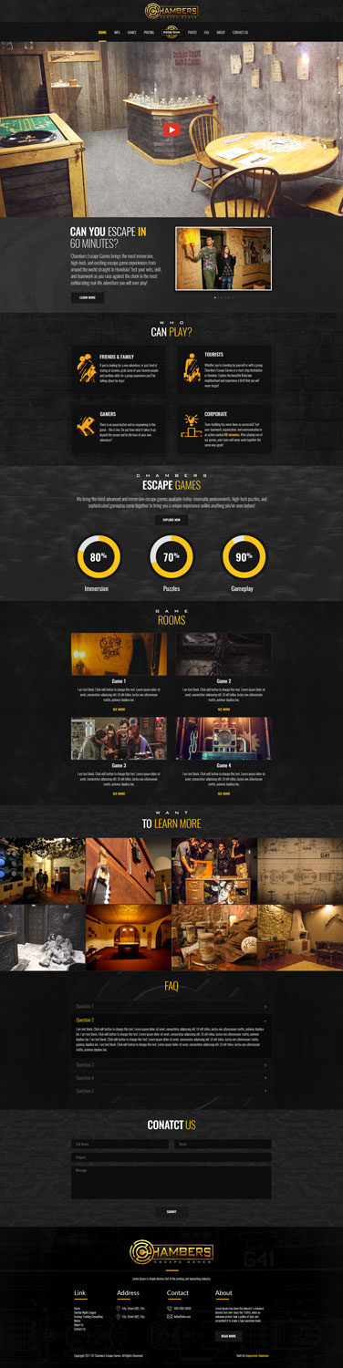Web Design by Impressive Solutions for Chambers Escape Games | Design #15661311