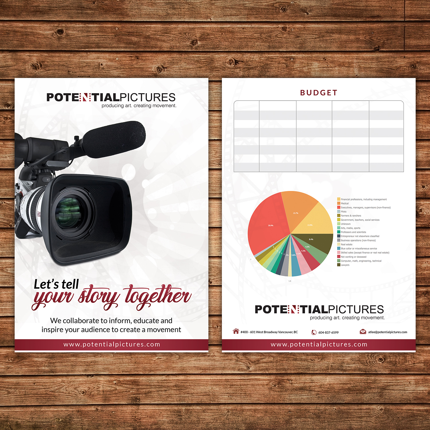 Brochure Design by debdesign for Potential Pictures Inc | Design #15615204
