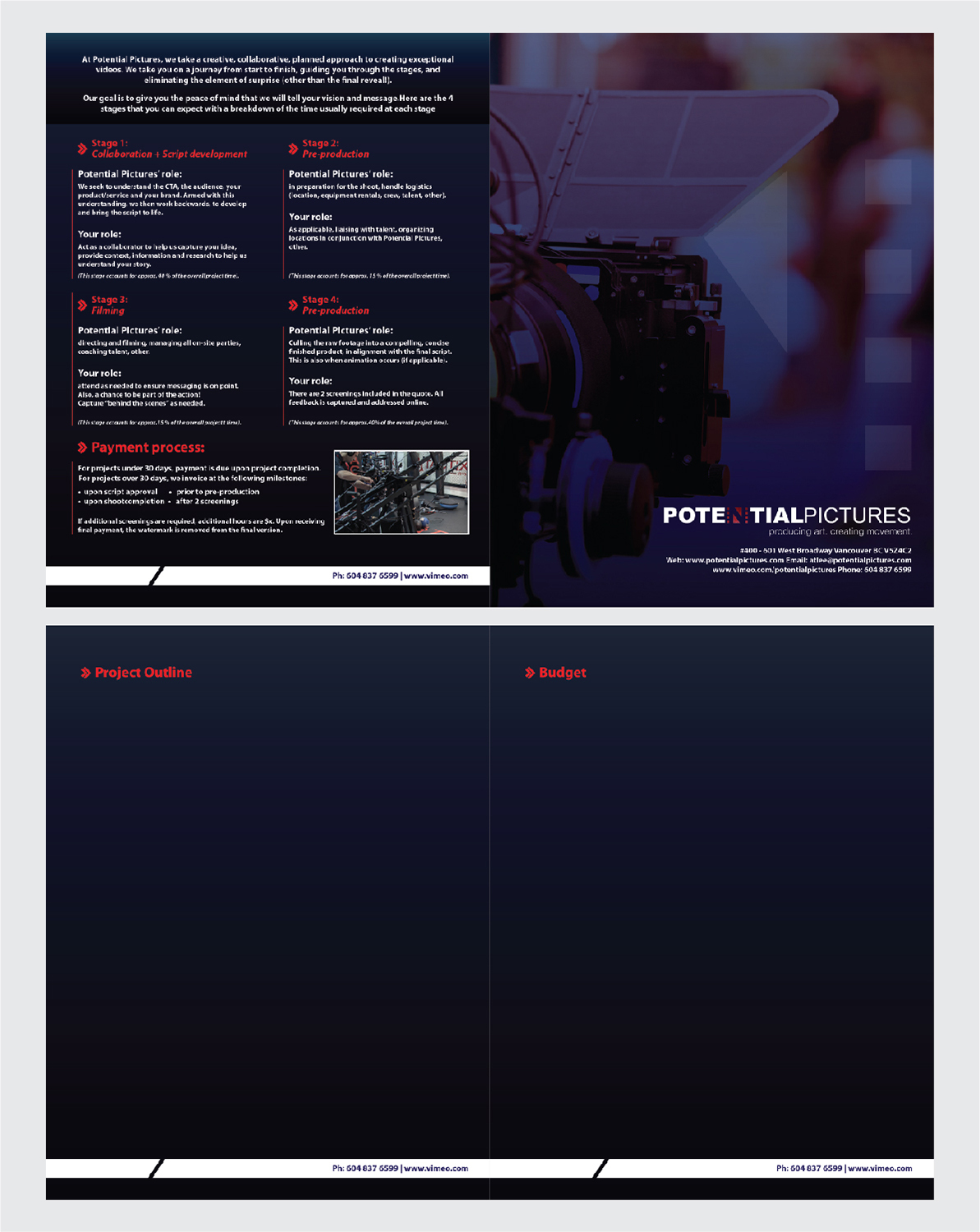 Brochure Design by Deziners Zone for Potential Pictures Inc | Design #15623930