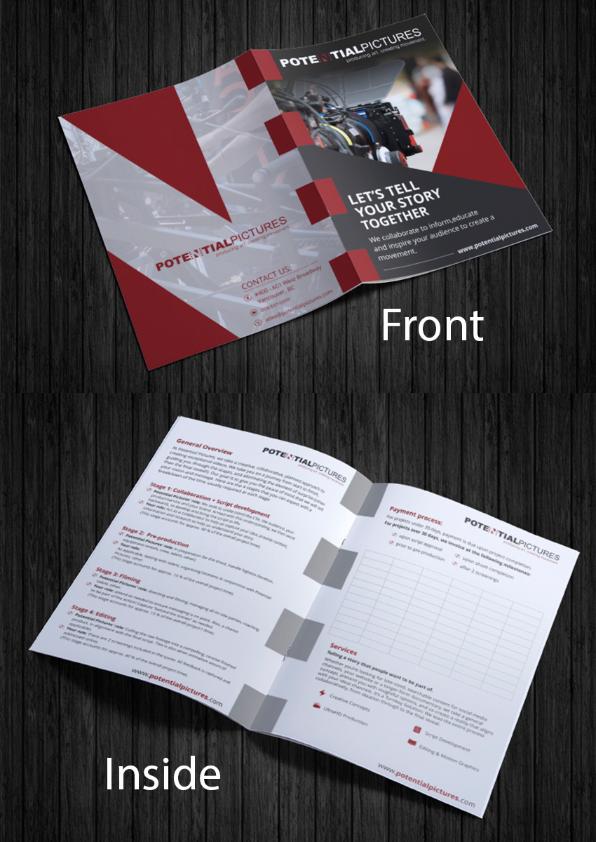 Broschüren-Design von ecorokerz für Potential Pictures Inc | Design #15621645