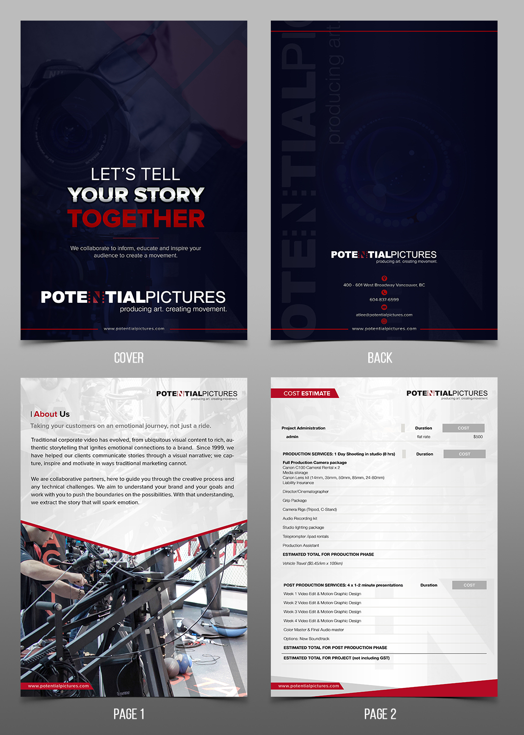Brochure Design by SAI DESIGNS for Potential Pictures Inc | Design #15623227