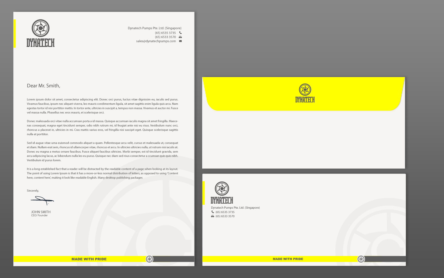 Stationery Design by chandrayaan.creative for Dynatech Pumps | Design #15805172