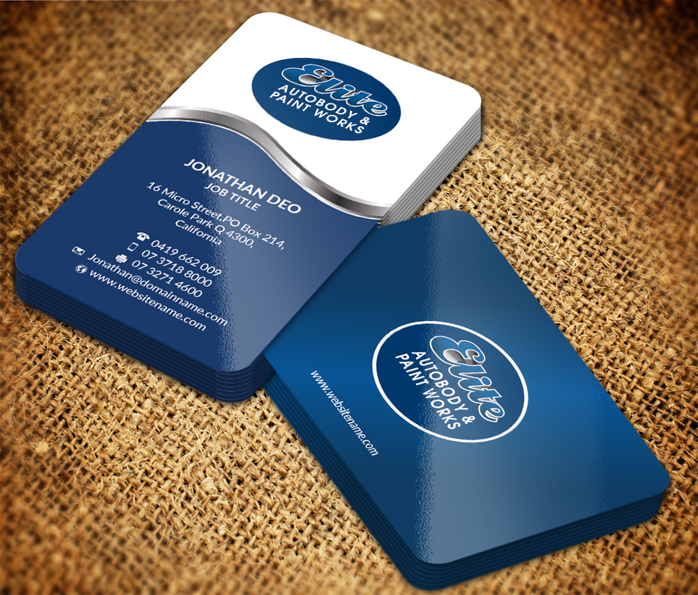 Business Card Design by Sarmishtha Chattopadhyay_loginchange for Elite Autobody & Paintworks | Design #15798801
