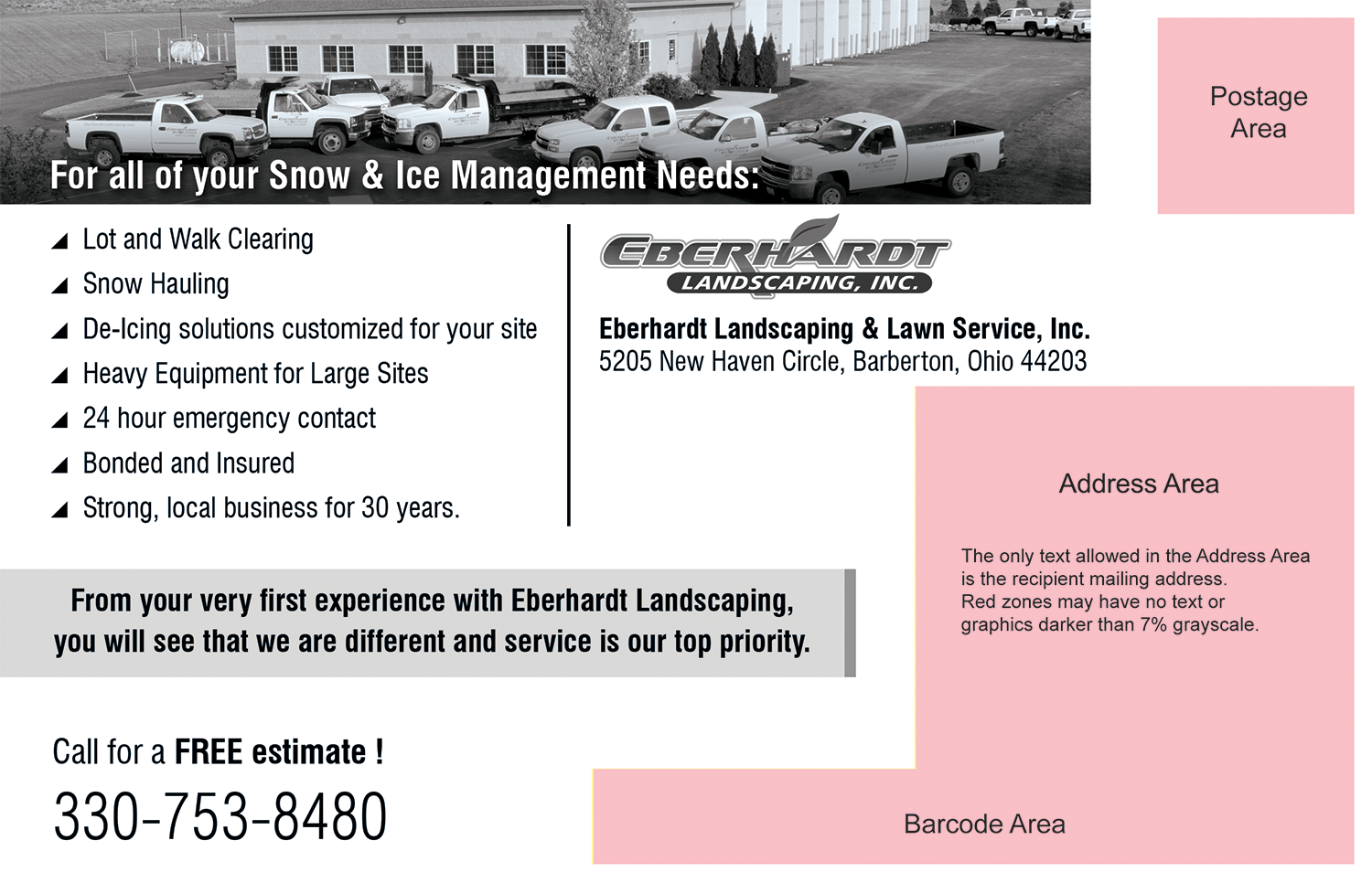 Postcard Design by Akshar Shailesh for Eberhardt Landscaping & Lawn Service, Inc. | Design #15670534