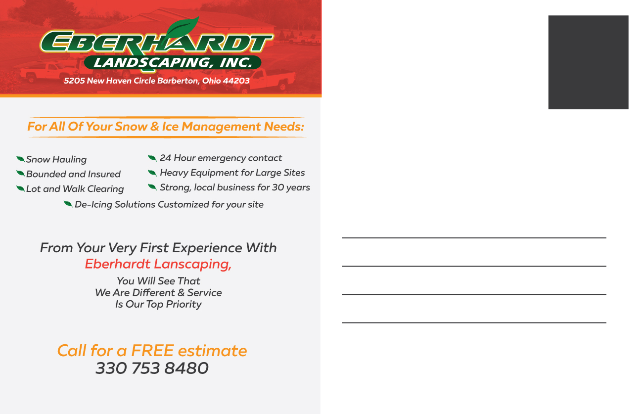 Diseño de Postal por Impressive Sol para Eberhardt Landscaping & Lawn Service, Inc. | Diseño #15669744