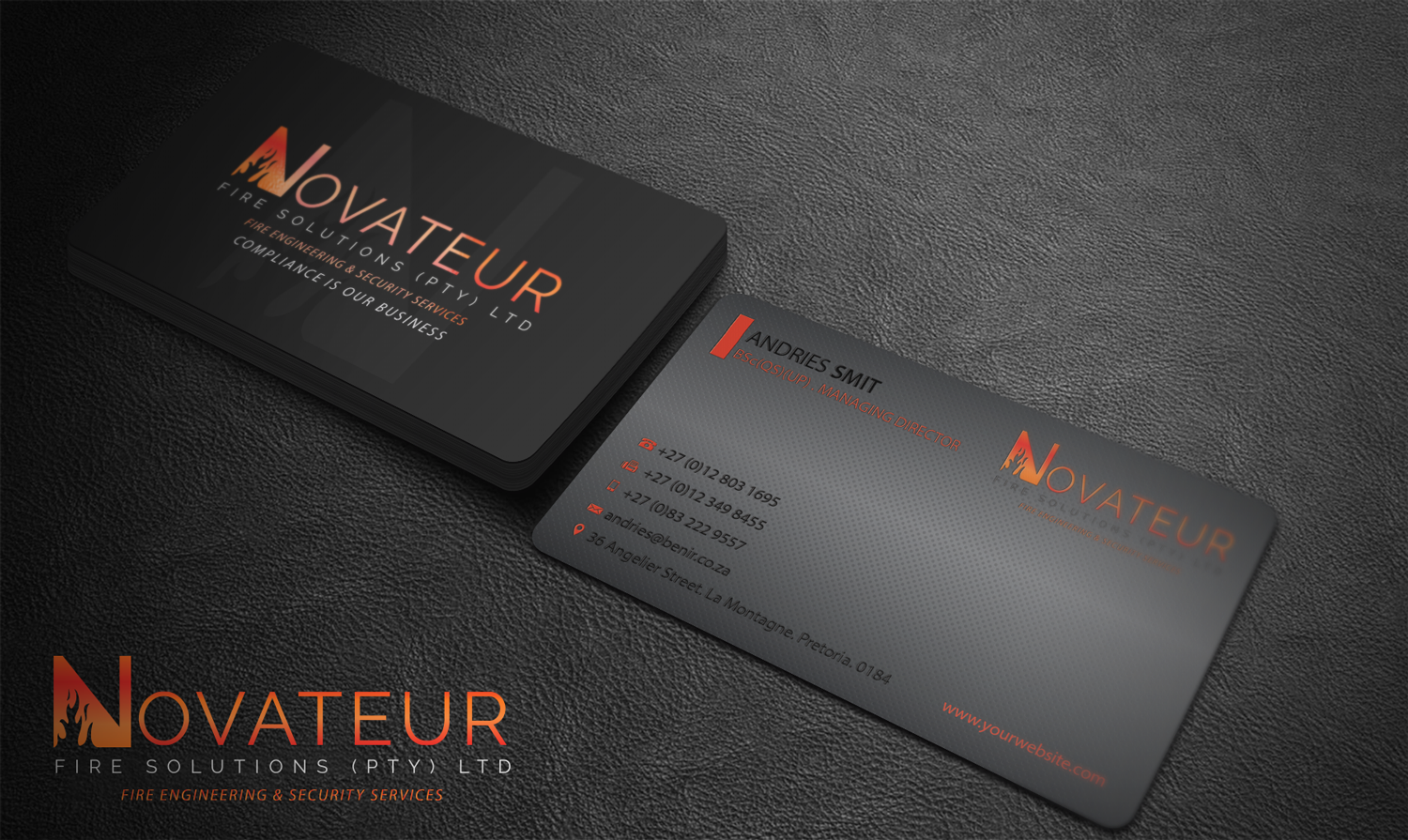 Business Card Design by Riz' for Novateur Fire Solutions | Design #15708153