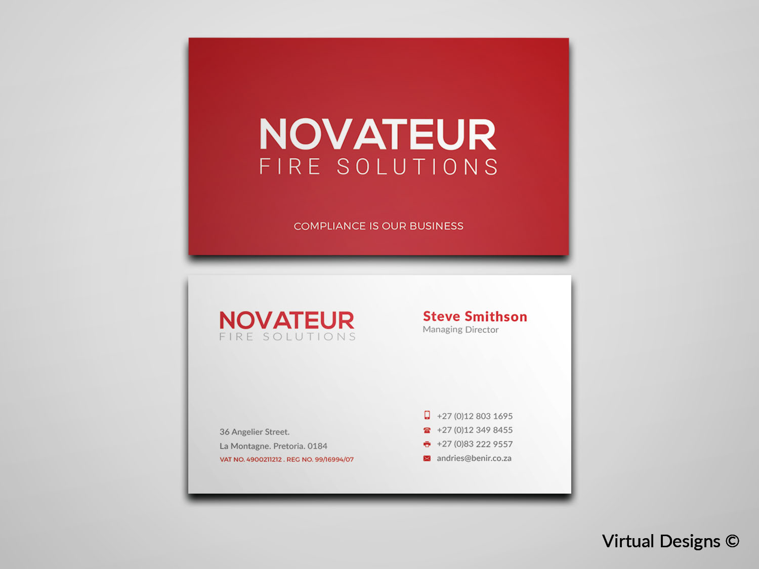 Business Card Design by SyncFuse™ Solutions for Novateur Fire Solutions | Design #15723185