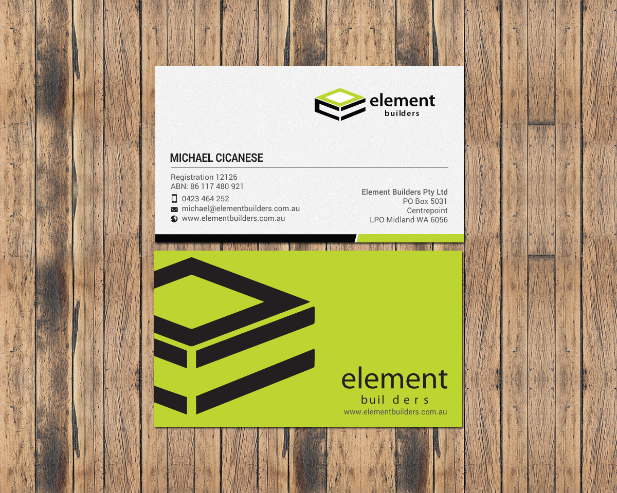 Business Card Design by chandrayaan.creative for Element Builders | Design #15703597
