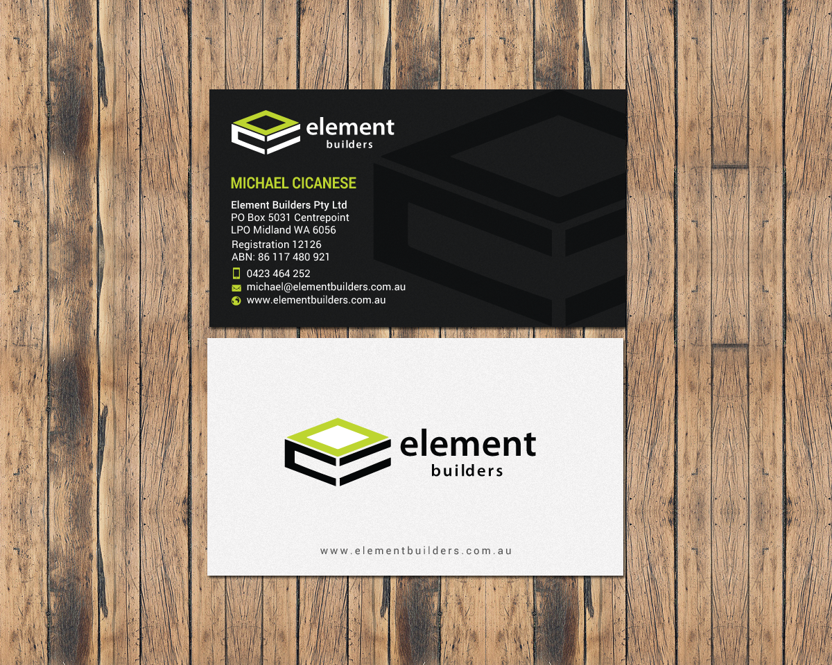Business Card Design by chandrayaan.creative for Element Builders | Design #15703598