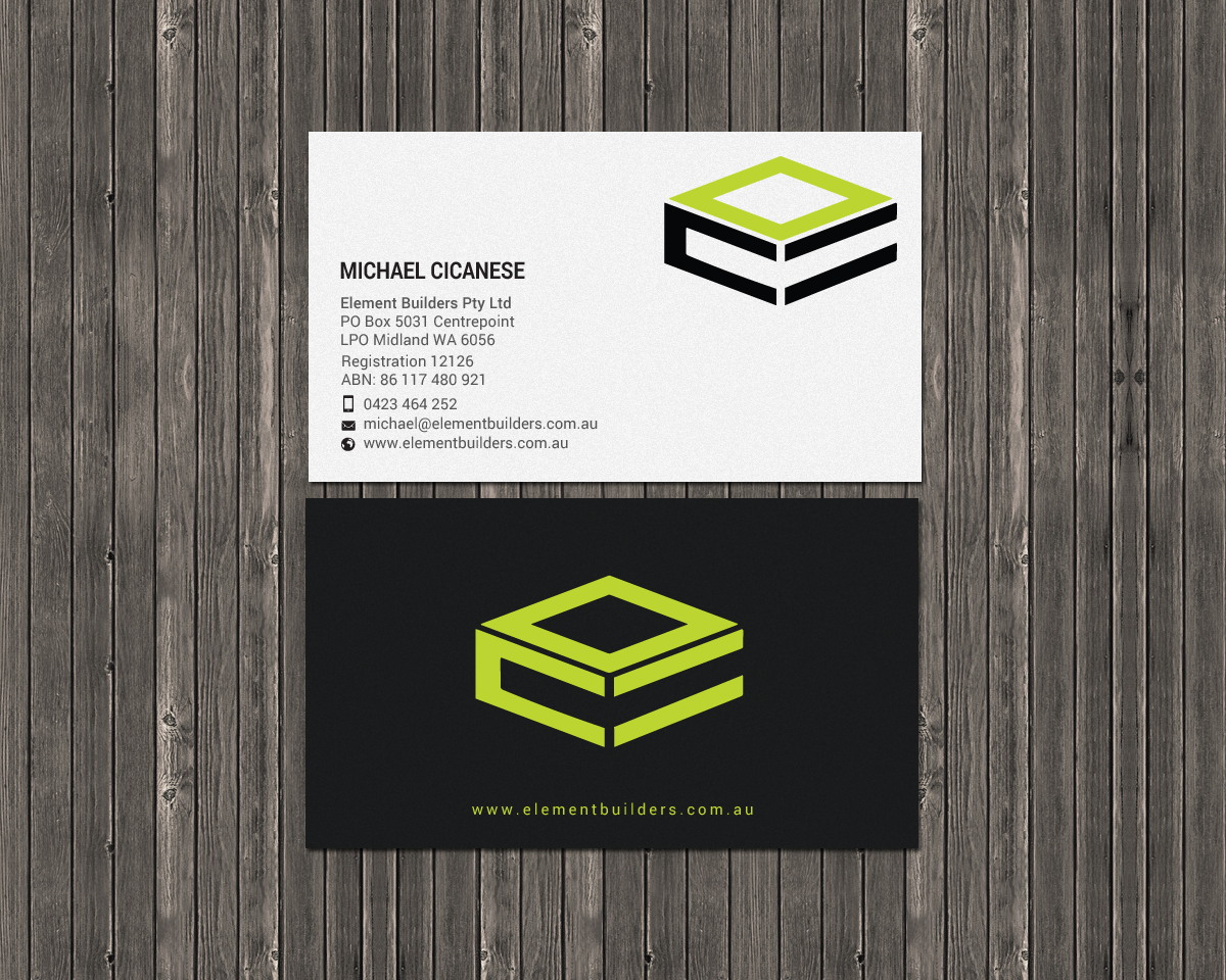 Business Card Design by chandrayaan.creative for Element Builders | Design #15703599