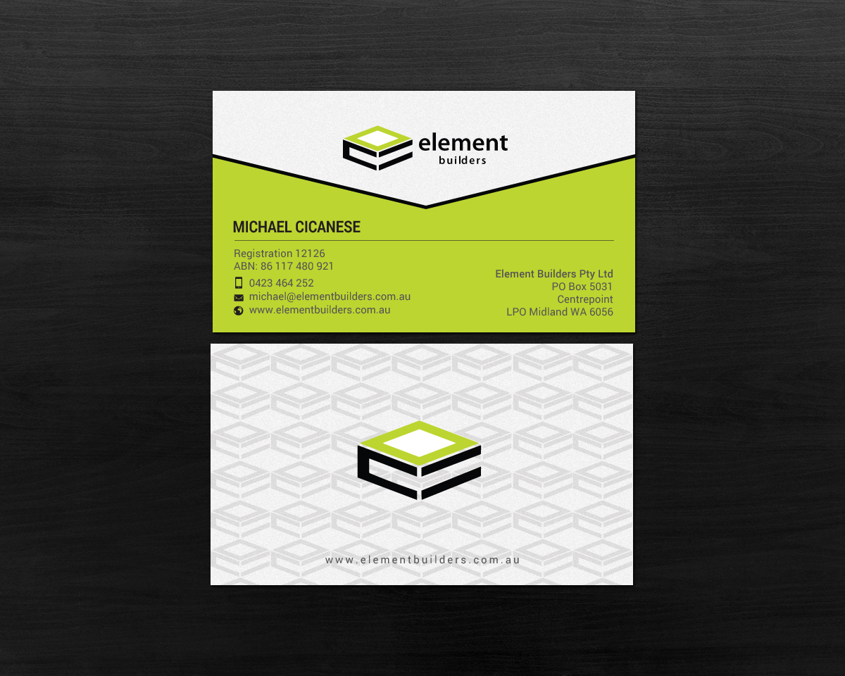 Business Card Design by chandrayaan.creative for Element Builders | Design #15703618