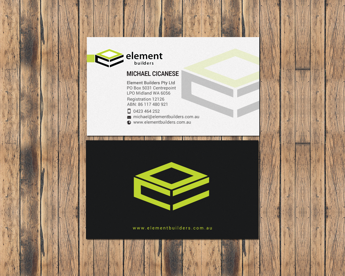 Business Card Design by chandrayaan.creative for Element Builders | Design #15703622