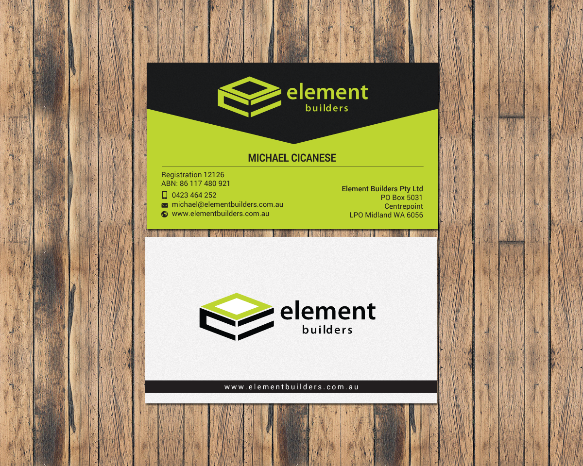 Business Card Design by chandrayaan.creative for Element Builders | Design #15706379