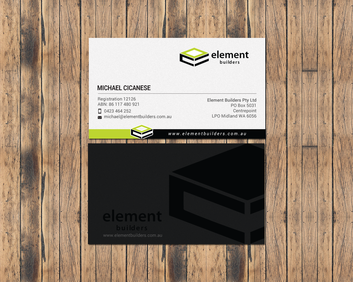 Business Card Design by chandrayaan.creative for Element Builders | Design #15706380