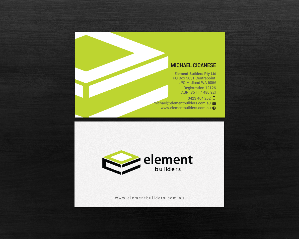 Business Card Design by chandrayaan.creative for Element Builders | Design #15706381