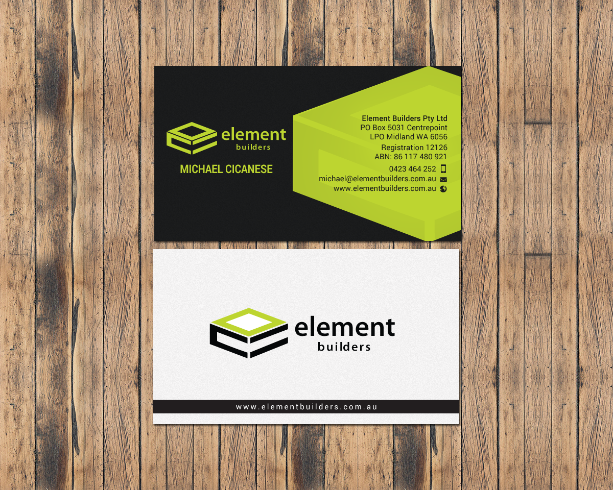 Business Card Design by chandrayaan.creative for Element Builders | Design #15706383