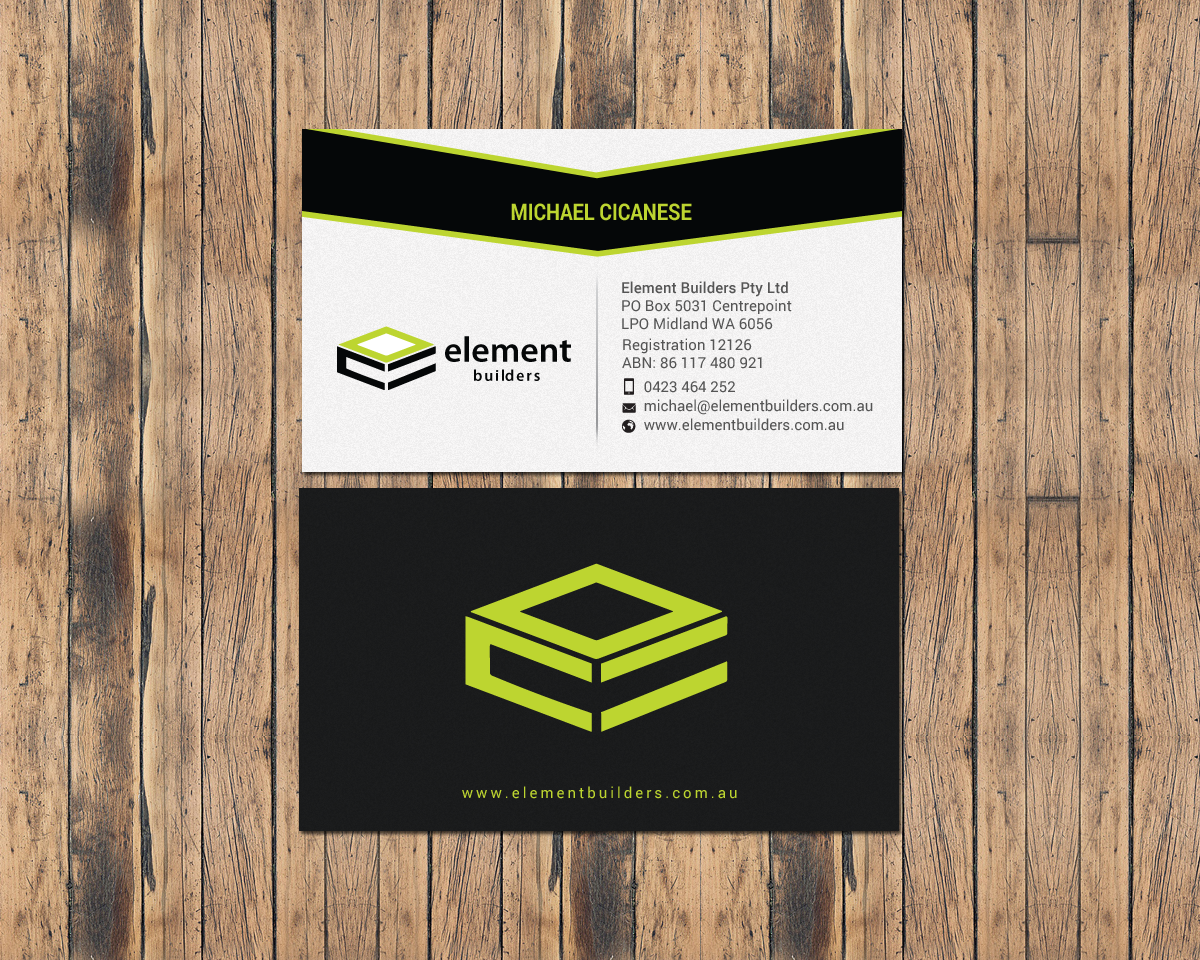 Business Card Design by chandrayaan.creative for Element Builders | Design #15706392