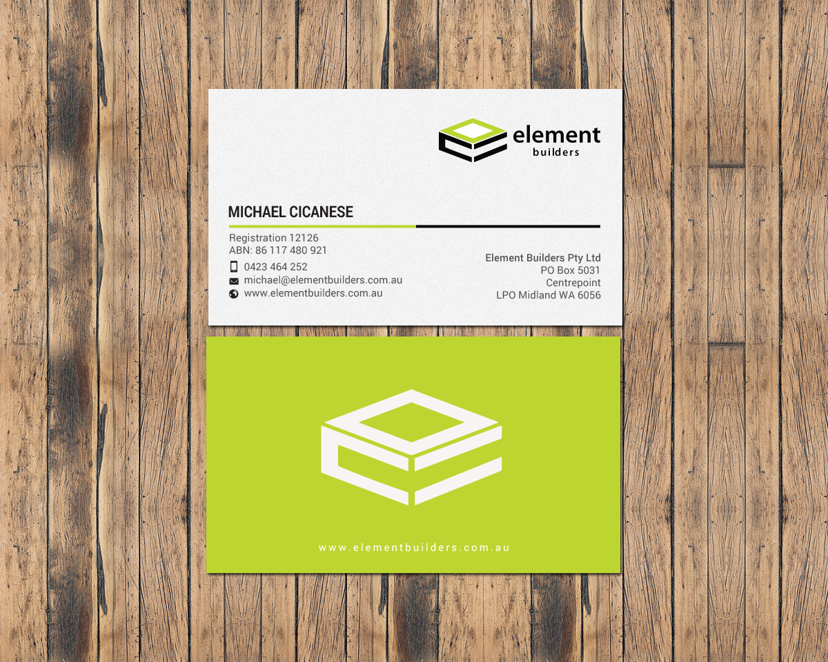 Business Card Design by chandrayaan.creative for Element Builders | Design #15706394