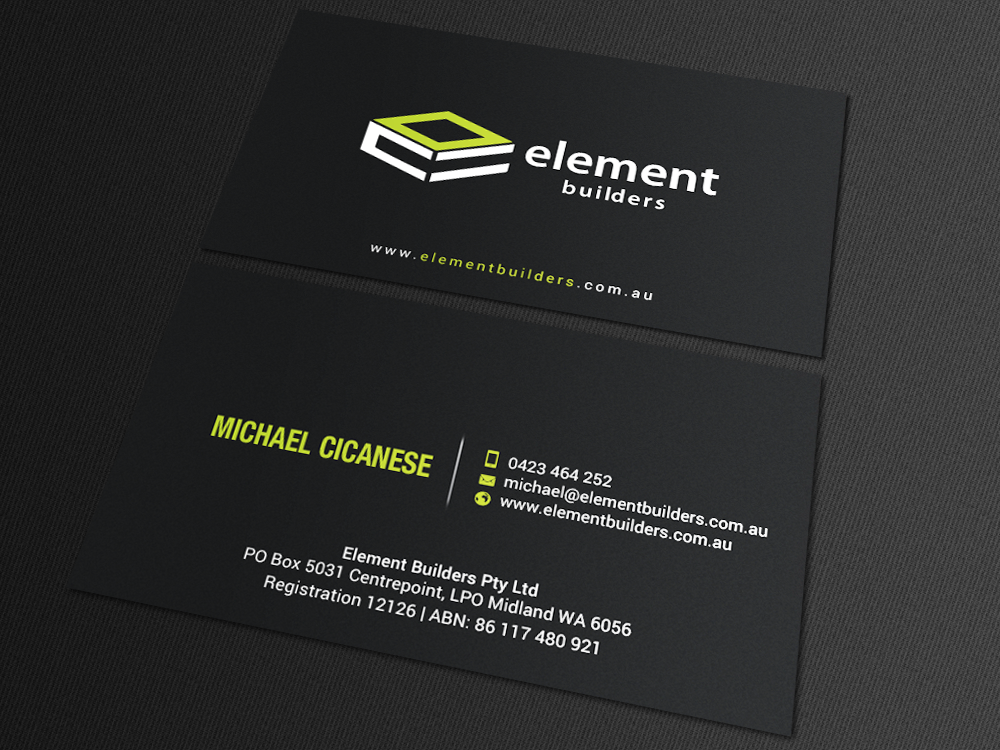 Business Card Design by chandrayaan.creative for Element Builders | Design #15706857