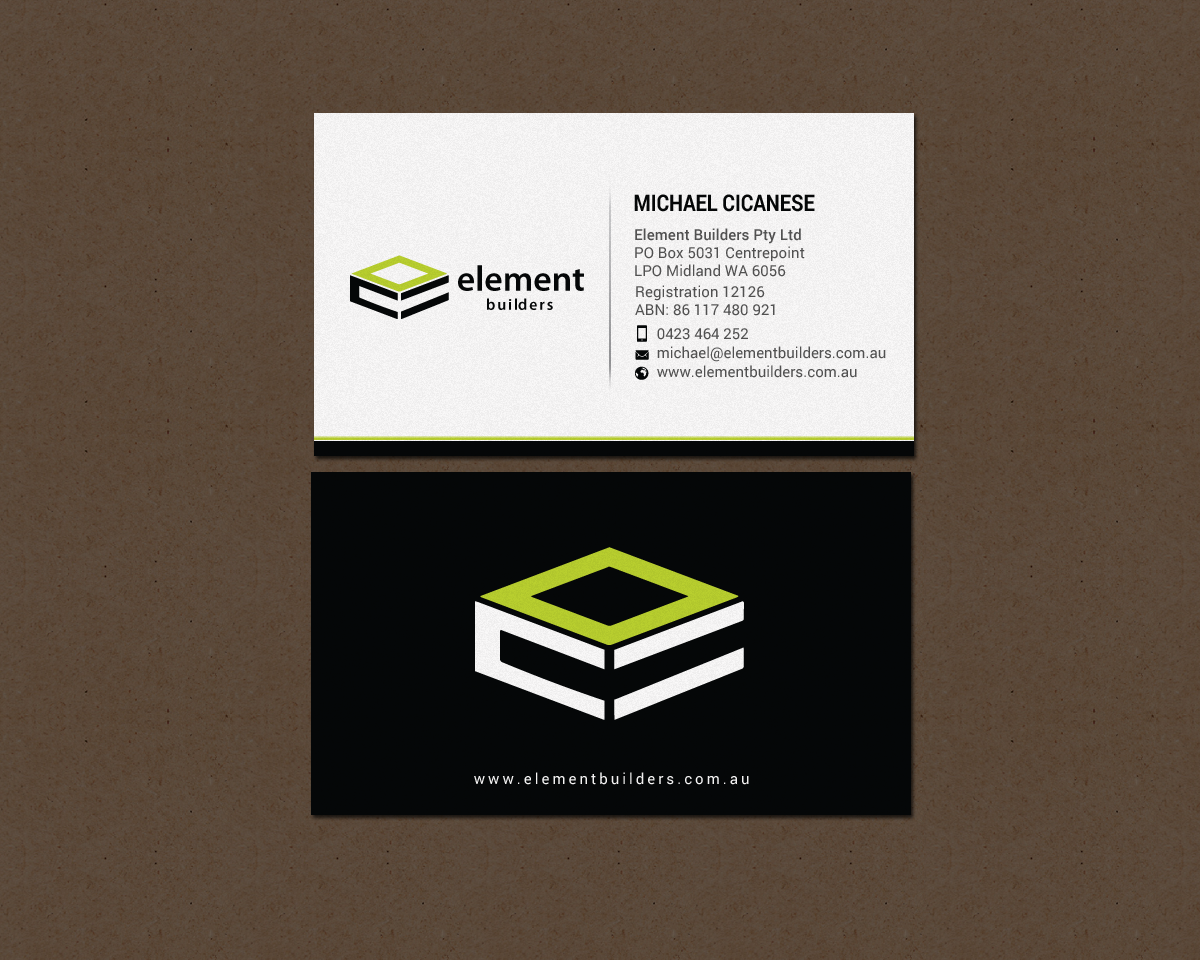 Business Card Design by chandrayaan.creative for Element Builders | Design #15706858