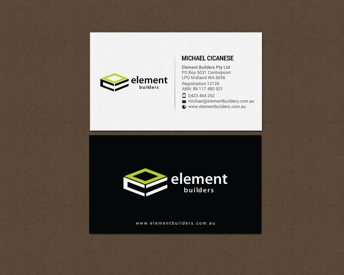Business Card Design by chandrayaan.creative for Element Builders | Design #15706860