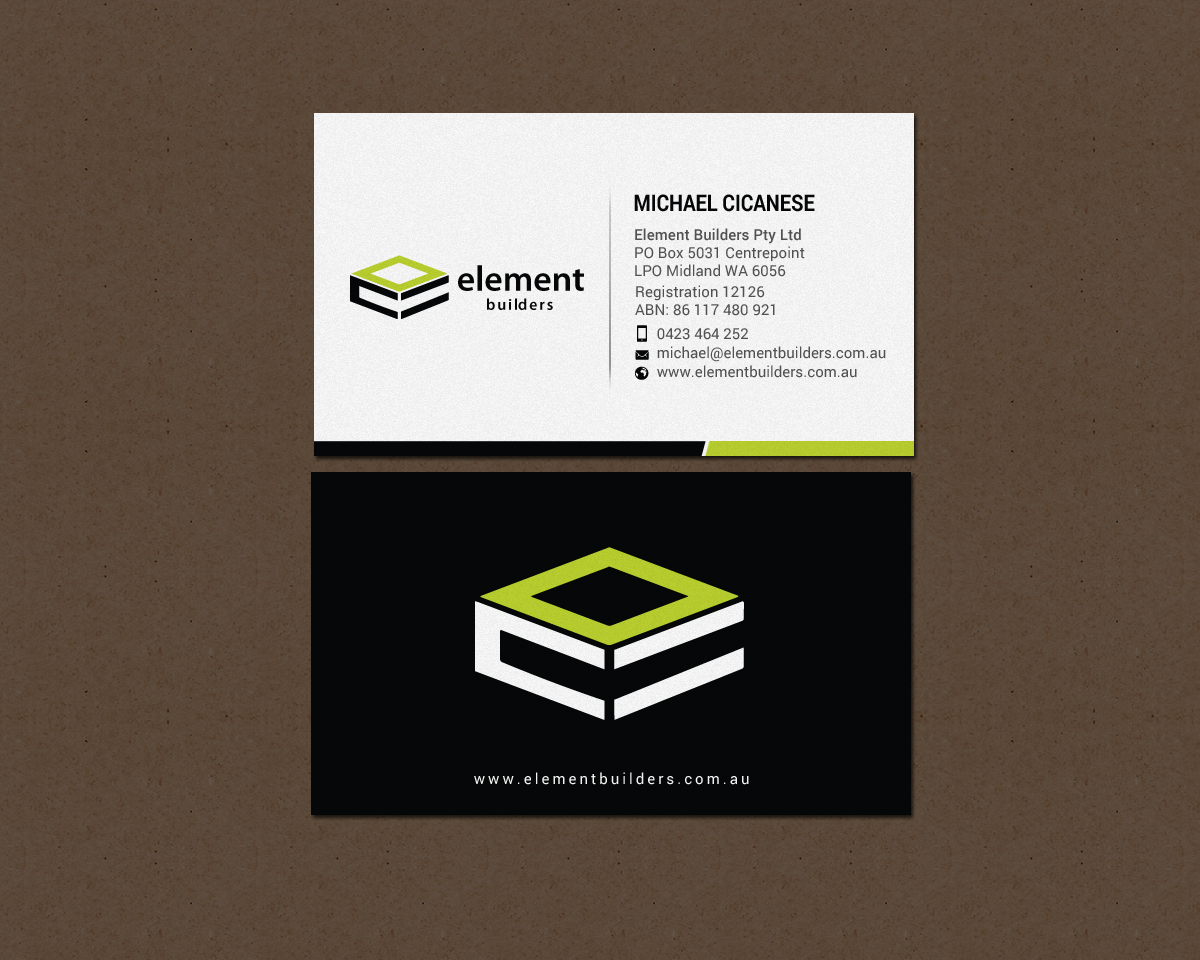 Business Card Design by chandrayaan.creative for Element Builders | Design #15706893